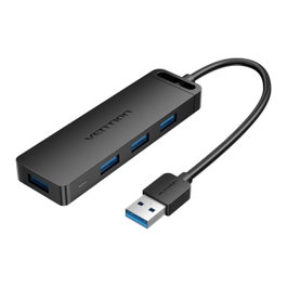 Vention Hub USB 3.0 CHLBD de 4 Puertos con Micro USB PD, Negro