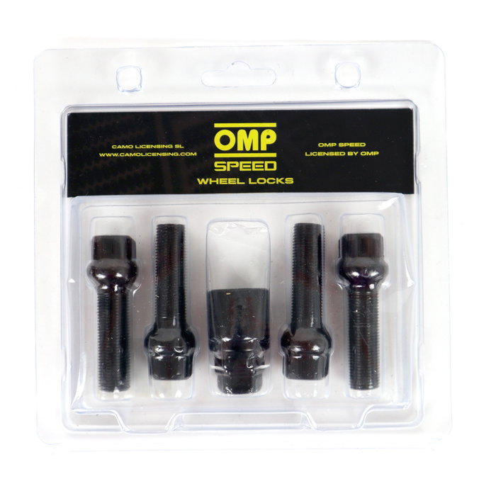 Omp Juego 4 Tornillos Antirrobo Llantas M14x1.5 Conico Largo 40-65mm Llave 17-19 Negro OMPS09841401