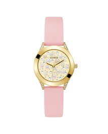 GUESS Reloj GW0381L2 con caja dorada y correa rosa