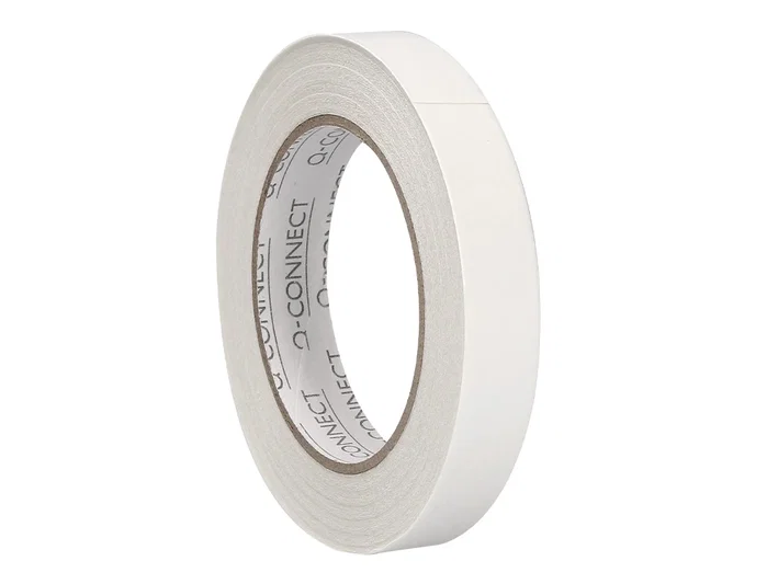 Q-connect Cinta Adhesiva de Doble Cara 33 m x 19 mm para Papel, Cartulina, Fotos y Moquetas, Ideal para Fijaciones Múltiples en Varias Superficies