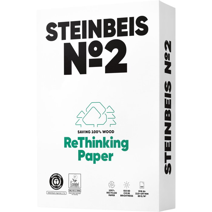 Steinbeis No. 2 Papel reciclado A4 80g 500 hojas ISO 80 Steinbeis No. 2 Papel reciclado A4 80g 500 hojas ISO 80