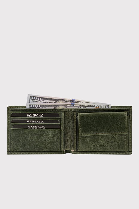Zoozie Bags Cartera Hombre Verde Piel Auténtica 11cm x 2cm x 8.5cm