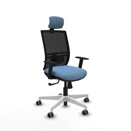 PIQUERAS Y CRESPO Silla de oficina Yunquera con mecanismo Sincro, Azul cielo y Negro