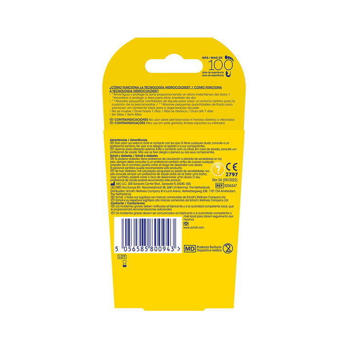 Scholl - Apósitos anti-ampollas para dedos, protectores hidrocoloide para alivio del dolor, 6 unidades