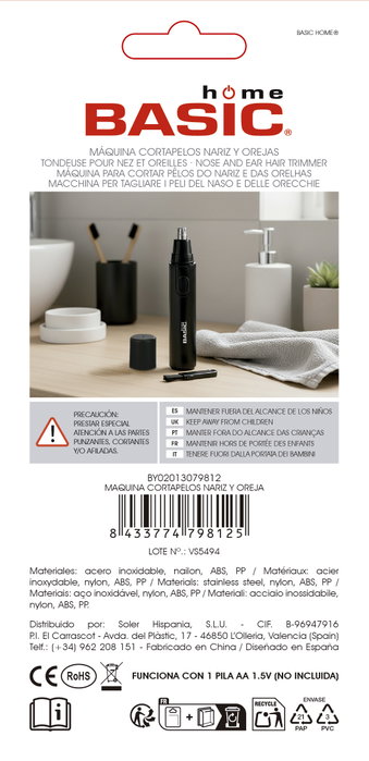 Basic Home Máquina Cortapelos Nariz y Oreja Inde Basic Home Máquina Cortapelos Nariz y Oreja Inde