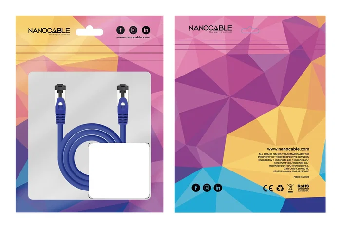 Nanocable 10.20.2000-L25-BL Cable de Red Ethernet Cat8.1 S/FTP (S-STP) 40 Gbps, 2 GHz, 0.25 m, AWG26, LSZH, Cobre Libre de Oxígeno, Azul