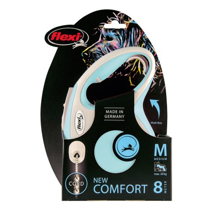 Flexi New Comfort Correa Doble Color Azul Claro 8m M hasta 20kg con Sistema LED Flexi New Comfort Correa Doble Color Azul Claro 8m M hasta 20kg con Sistema LED