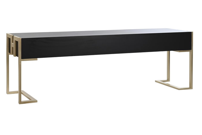 DKD Home Decor Mesa de Centro de Madera y Metal Negra con 3 Cajones