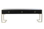 DKD Home Decor Mesa de Centro de Madera y Metal Negra con 3 Cajones