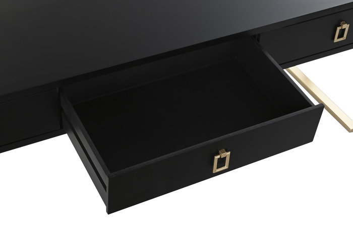 DKD Home Decor Mesa de Centro de Madera y Metal Negra con 3 Cajones