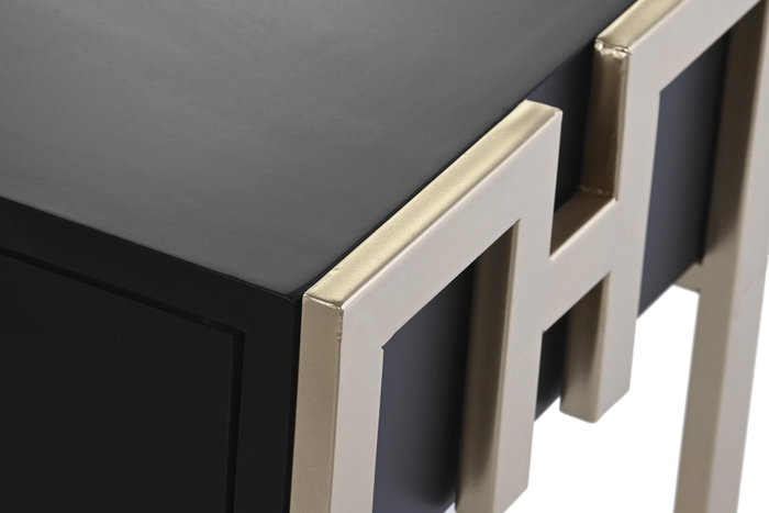 DKD Home Decor Mesa de Centro de Madera y Metal Negra con 3 Cajones