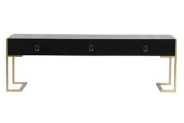 DKD Home Decor Mesa de Centro de Madera y Metal Negra con 3 Cajones