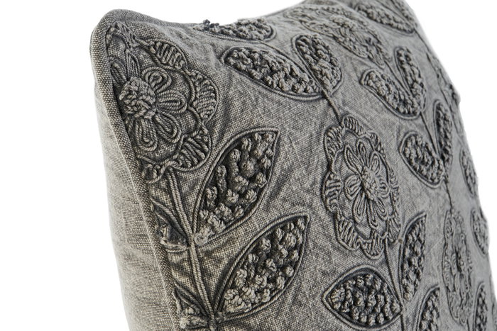 DKD Home Decor Cojín de Algodón Bordado Gris Claro Precious23