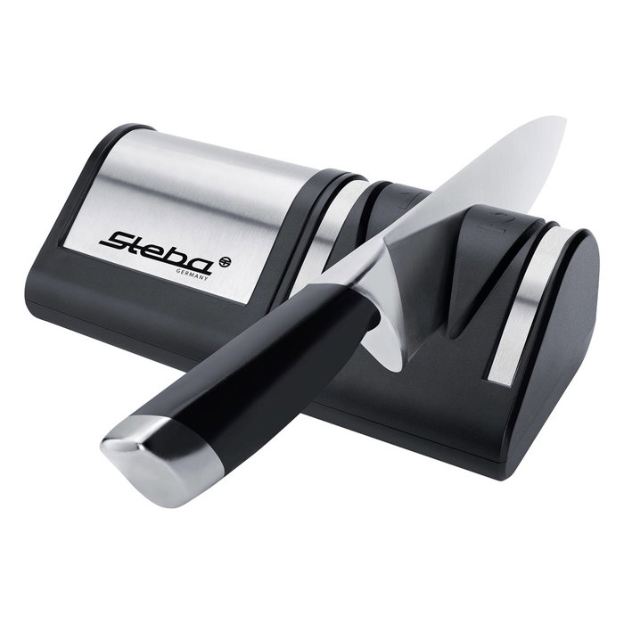 Steba KS 1 Afilador de cuchillos eléctrico con rectificado de 2 fases, Plata / Negro Steba KS 1 Afilador de cuchillos eléctrico con rectificado de 2 fases, Plata / Negro
