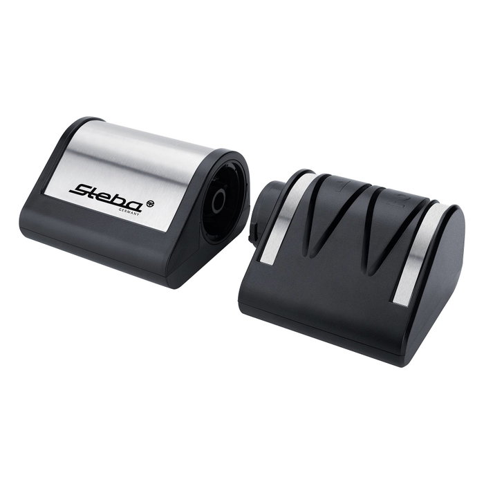 Steba KS 1 Afilador de cuchillos eléctrico con rectificado de 2 fases, Plata / Negro Steba KS 1 Afilador de cuchillos eléctrico con rectificado de 2 fases, Plata / Negro