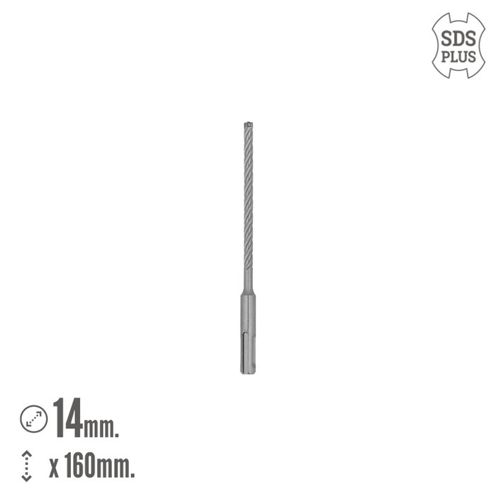 WOLFPACK LINEA PROFESIONAL Broca SDS Plus 8 Filos Cortantes para Hormigón Armado 6 x 160 mm