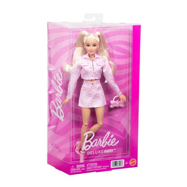 Mattel Muñeca Barbie Deluxe con Chaqueta Vaquera Rosa 32x20x8 cm Edad Mínima 36 Meses