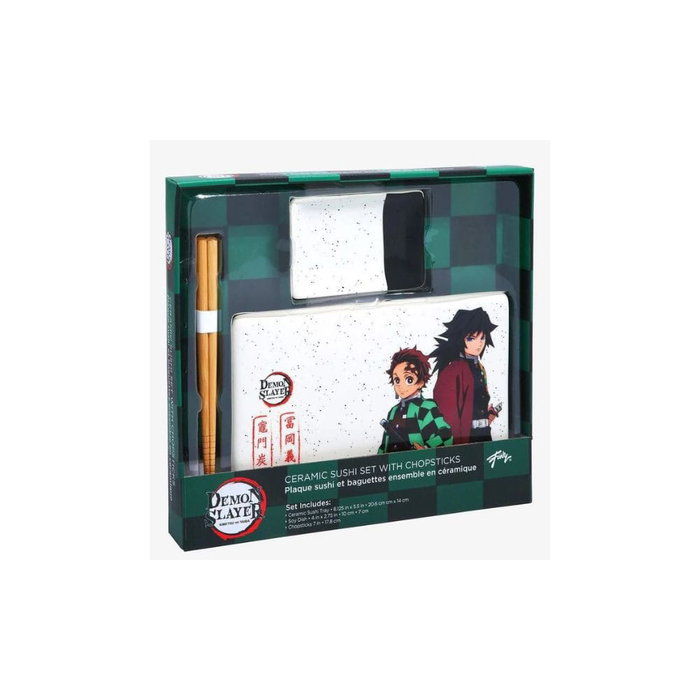 Demon Slayer Platos y palillos de sushi de cerámica Tanjiro & Giyu