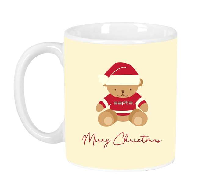 Safta Taza Grande Osito Beige Felices Fiestas 8x9,5x8cm