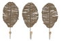 DKD Home Decor Perchero Pared Tropical Yute Metal Natural Set de 3 (2 Unidades) 4 x 26 x 12 cm