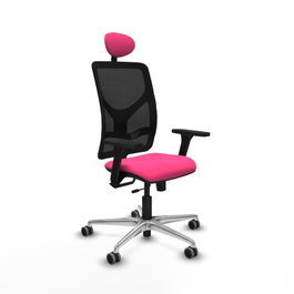 PIQUERAS Y CRESPO Silla de oficina Motilla Rosa y Negro con mecanismo Sincro/Traslack