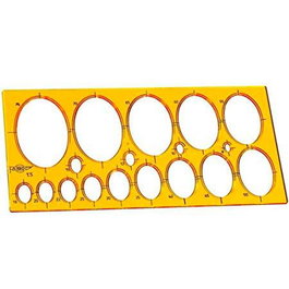 Faibo Plantilla con 18 Elipses de 8 a 75 mm con Borde para Tinta, Medidas 27x13 cm