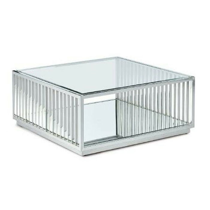 DKD Home Decor Mesa de Centro de Acero Cromado y Espejo 100x100x45 cm