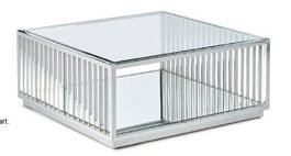 DKD Home Decor Mesa de Centro de Acero Cromado y Espejo 100x100x45 cm