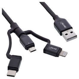 InLine Cable USB 3 en 1 A a Micro-USB, Tipo C y Lightning, 1,5m, negro