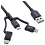 InLine Cable USB 3 en 1 de 1,5 m con USB A a Micro-USB, Tipo-C y Lightning, Negro