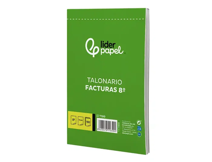 Liderpapel Talonario de facturas 8º original t100 con i.v.a.
