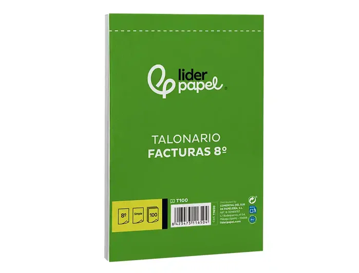 Liderpapel Talonario de facturas 8º original t100 con i.v.a.