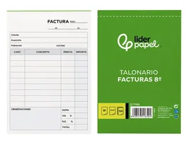 Liderpapel Talonario de facturas 8º original t100 con i.v.a.