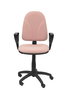 Silla de oficina Algarra con mecanismo Contacto permanente básico tapizada con Tela color Rosa. Equipada con Base poliamida negra, Brazos fijos y Ruedas de nailon 50 mm