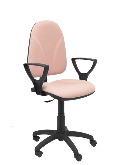 Silla de oficina Algarra con mecanismo Contacto permanente básico tapizada con Tela color Rosa. Equipada con Base poliamida negra, Brazos fijos y Ruedas de nailon 50 mm Silla de oficina Algarra con mecanismo Contacto permanente básico tapizada con Tela color Rosa. Equipada con Base poliamida negra, Brazos fijos y Ruedas de nailon 50 mm