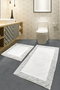 Mijölnir Juego de Alfombras de Baño Algodón 100% Ecru 50x60cm y 60x100cm Antibacteriano Antideslizante Lavable