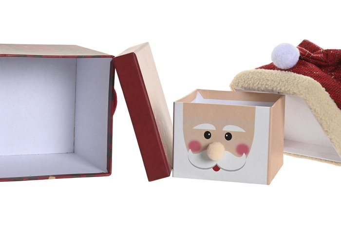 DKD Home Decor Set de 3 Cajas de Poliéster y Cartón Multicolor 15x15x38 cm