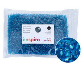 Innspiro Rocalla de Vidrio Redonda Plateado Azul Náutico 3,8mm 500g