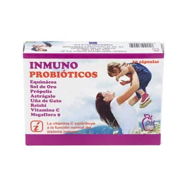 DIS Inmuno Probióticos 30Cap. - Suplemento para Defensas con Equinácea, Astrágalo, Reishi, Vitamina C y Probióticos - 30 Cápsulas