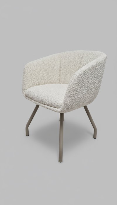 BORDECOR Silla giratoria Dalim en blanco y beige