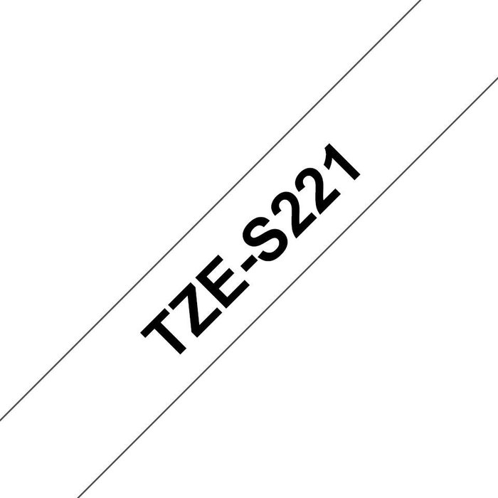 Brother TZe-S221 Cinta Laminada Súper Adhesiva Negro sobre Blanco 9mm x 8m Brother TZe-S221 Cinta Laminada Súper Adhesiva Negro sobre Blanco 9mm x 8m