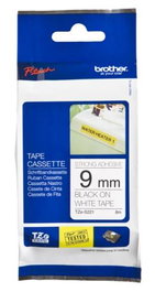Brother Cinta Rotuladora Laminada Super Adhesiva, Texto Negro Sobre Blanco 9 mm x 8 m