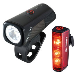 Sigma Set de iluminación BUSTER 400 y Blaze Flash, luz delantera y trasera LED Osram, 400 lúmenes, visibilidad 120 m, IPX4, recargable, para bicicleta