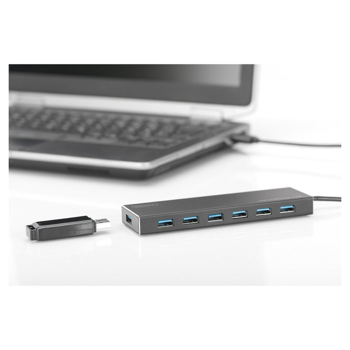 Digitus Hub USB 3.0 de 7 puertos con carcasa de aluminio DA-70241-1 Digitus Hub USB 3.0 de 7 puertos con carcasa de aluminio DA-70241-1