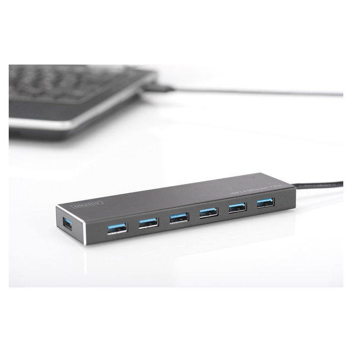 Digitus Hub USB 3.0 de 7 puertos con carcasa de aluminio DA-70241-1 Digitus Hub USB 3.0 de 7 puertos con carcasa de aluminio DA-70241-1