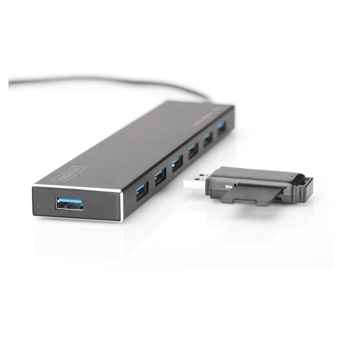 Digitus Hub USB 3.0 de 7 puertos con carcasa de aluminio DA-70241-1 Digitus Hub USB 3.0 de 7 puertos con carcasa de aluminio DA-70241-1