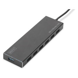 Digitus Hub USB 3.0 de 7 Puertos con Adaptador de Corriente, Negro
