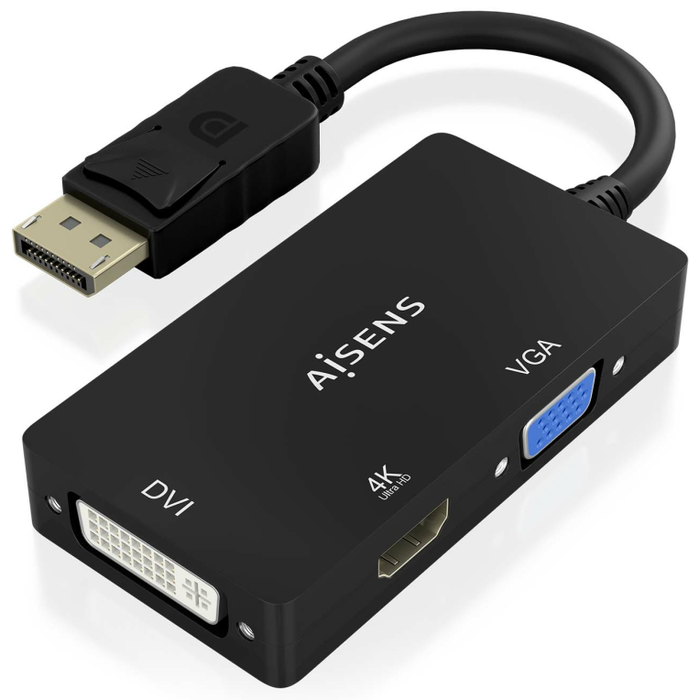Aisens Conversor DisplayPort a VGA/DVI/HDMI 4K Negro