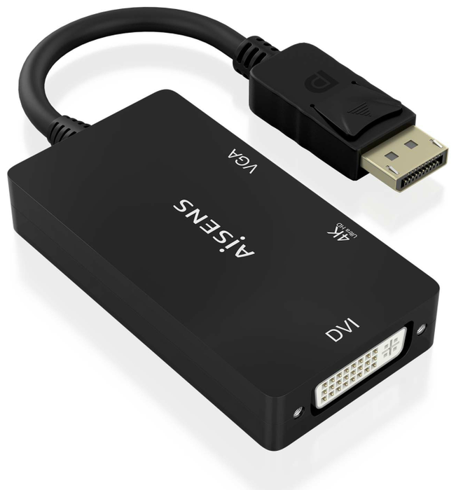 Aisens Conversor DisplayPort a VGA/DVI/HDMI 4K Negro