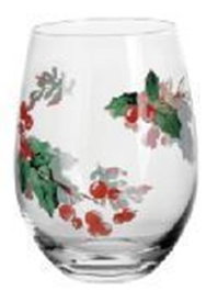 DKD Home Decor Set de 6 Vasos de Cristal Muérdago 550ml Rojo y Verde